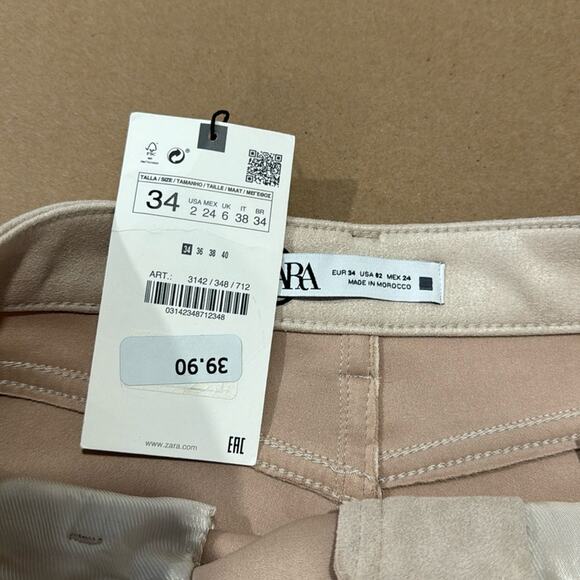 🍁 NWT Zara Faux Suede Neutral Stretch Mini High Waisted Shorts 3142/348/712 XS - Picture 6 of 11